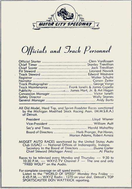 Motor City Speedway - From Motor City Speedway Program 1957 From Dan Baumgarten (newer photo)